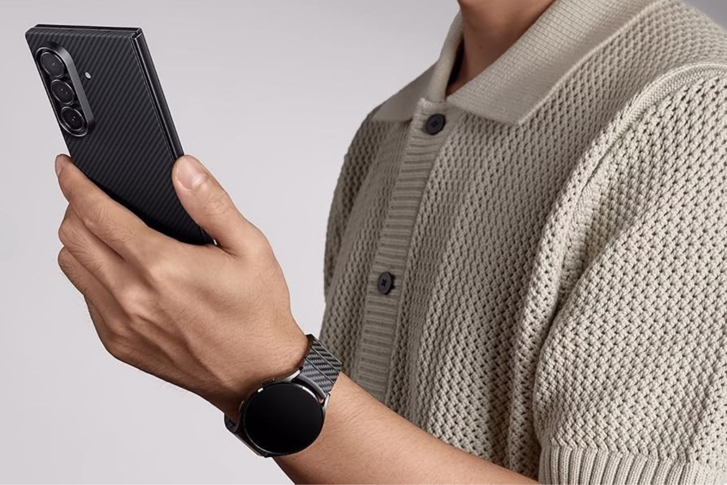 Чохол Pitaka Ultra-Slim Twill Black/Grey для Samsung Galaxy Z Fold 7 (FBFOLD7) - 2